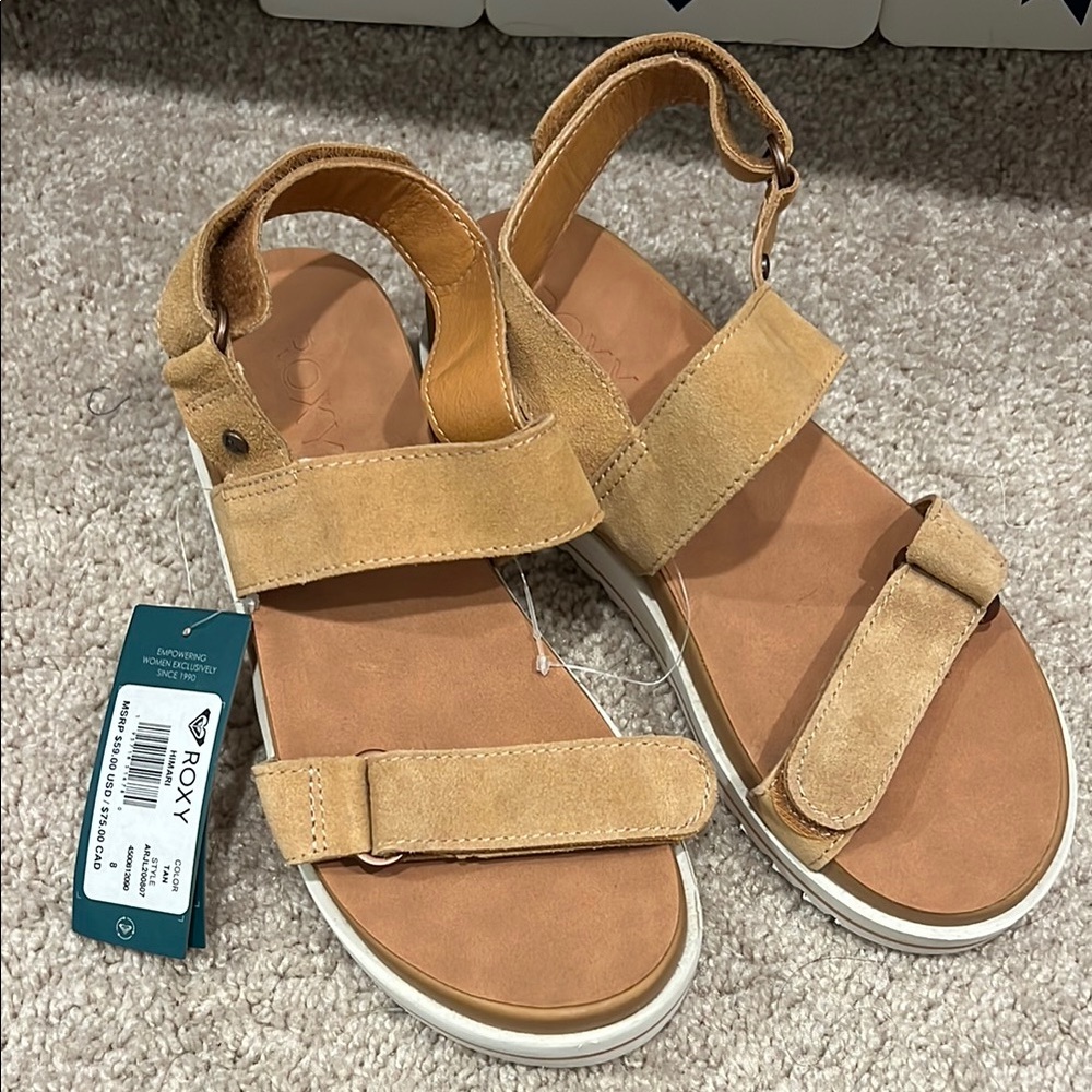 Roxy Tan Sandals Versatile Minimalist Design